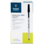 Business Source Bulk Pack Ballpoint Stick Pens - Medium Pen Point - Black - Tungsten Carbide Tip